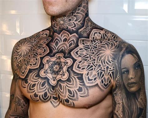 tattoo chest mens|mandala chest tattoo male.